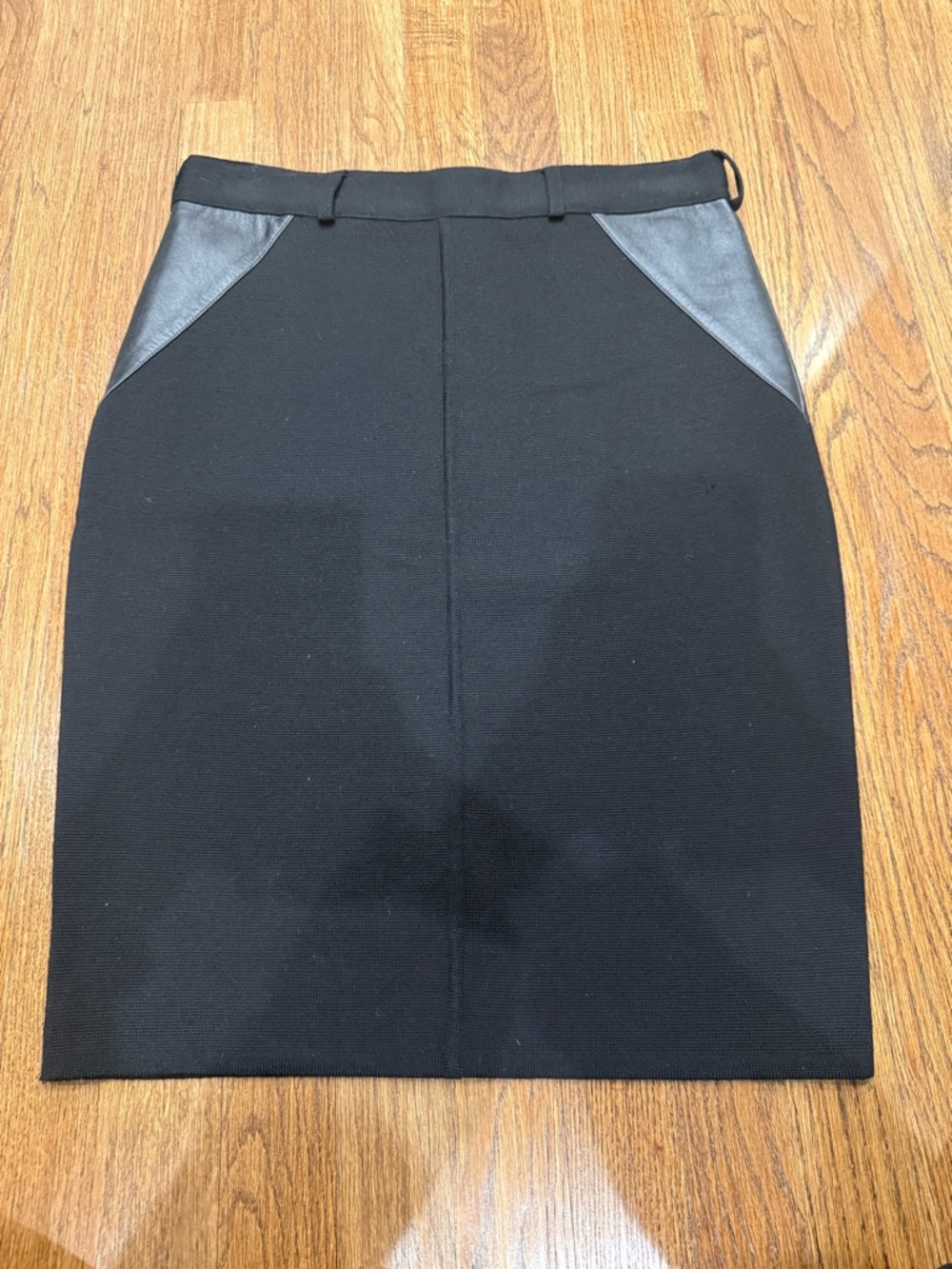 White + Warren Black Pencil Skirt with Leather-Trim Pockets